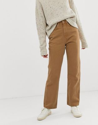 Weekday - Row - Smalle rechte jeans met organisch katoen in camel-Bruin
