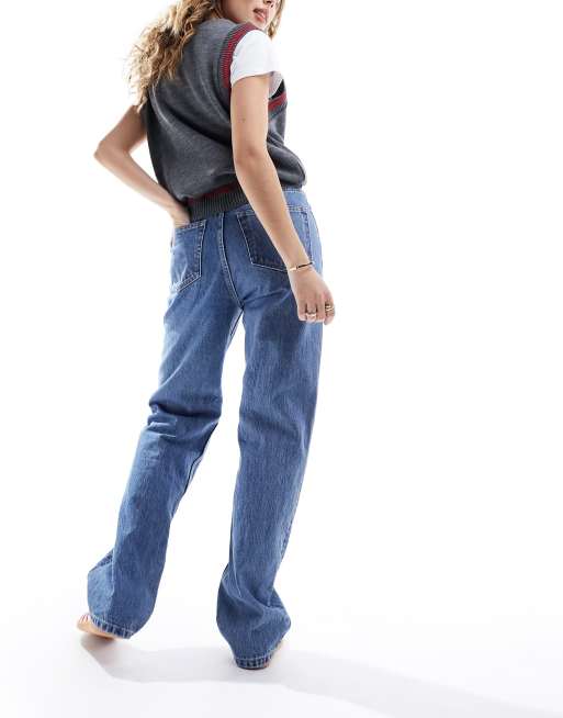 Weekday – Rowe – Blå jeans i regular fit och 90-talsstil med extra hög midja och raka ben, 3 av 5