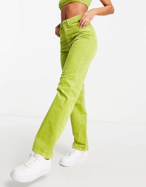 Weekday Rowe cotton cord trousers in  green - MGREEN