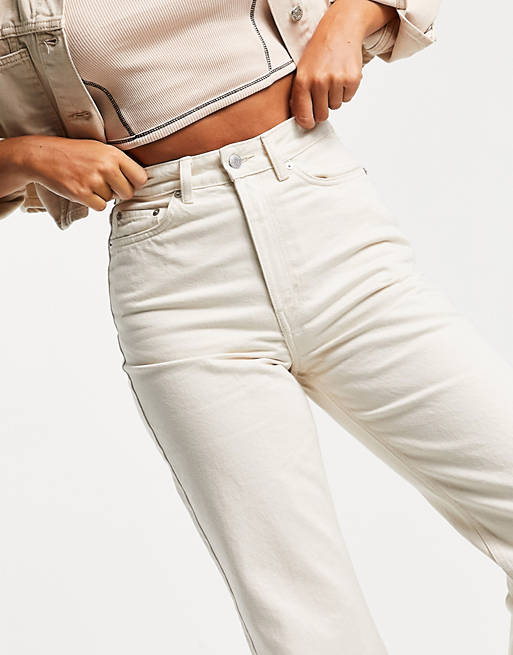70s high waisted slim straight jeans in ecru ASOS Damen Kleidung Hosen & Jeans Jeans Slim Jeans 