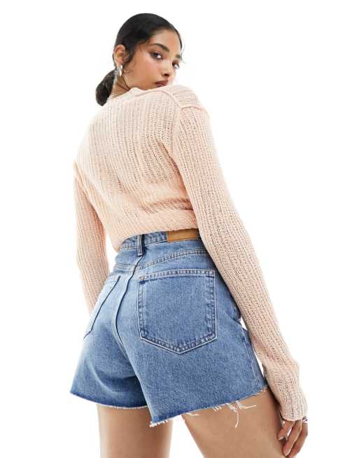 Weekday - Rowe - Denim mom short met hoge taille in jaren 90 blauw , 3 van 5