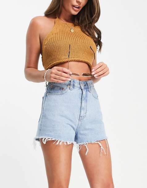 Weekday rowe denim shorts in splendid blue - view 1