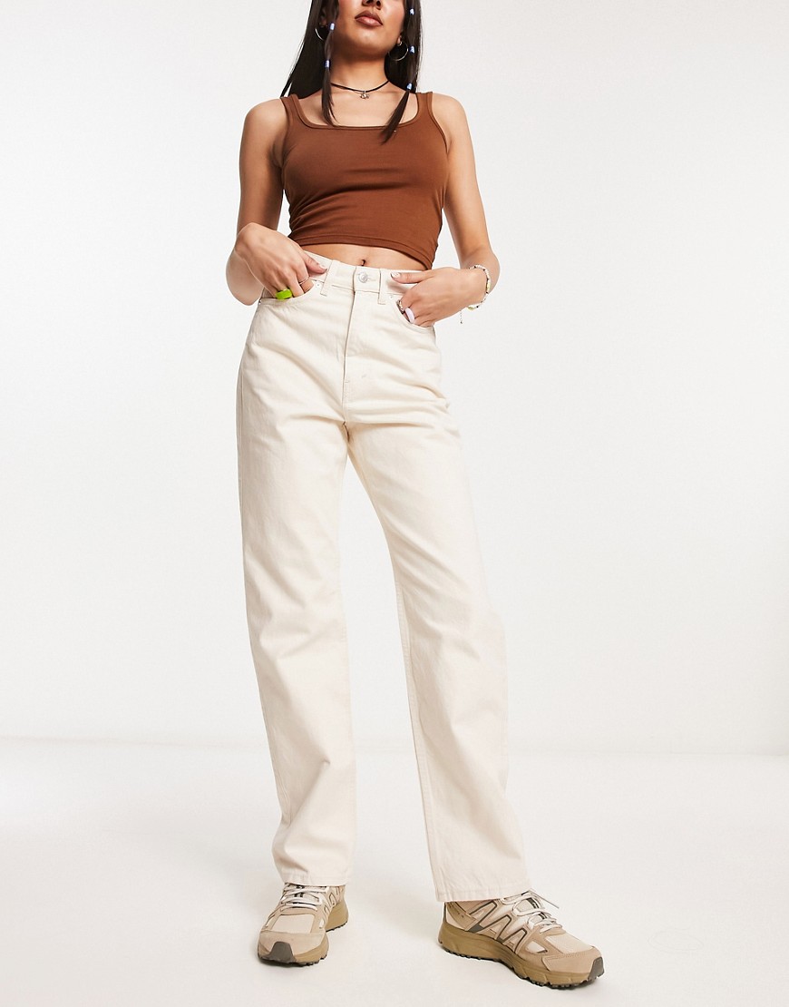Weekday Rowe extra high rise straight leg jeans in ecru-White