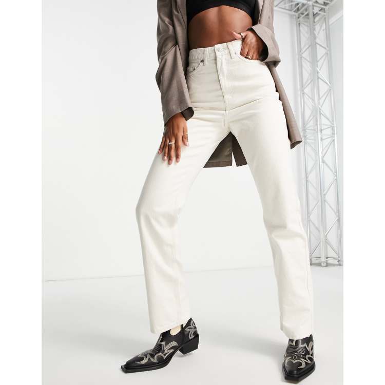 Cream straight hot sale jeans