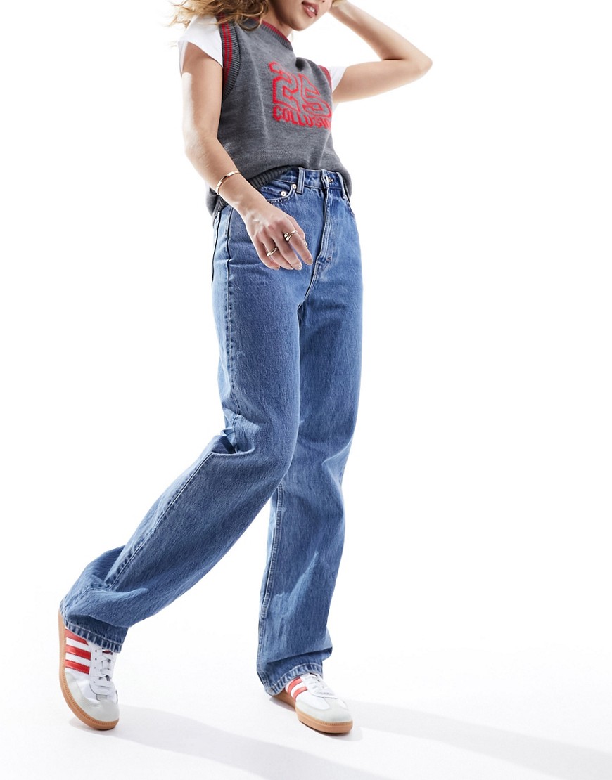 Rowe extra high waist regular fit straight leg jeans in 90s blue