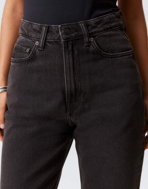 Weekday Rowe extra high waist regular fit straight leg jeans in echo black