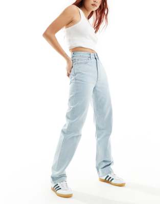 Weekday Rowe extra high waist regular fit straight leg jeans in opulent blue