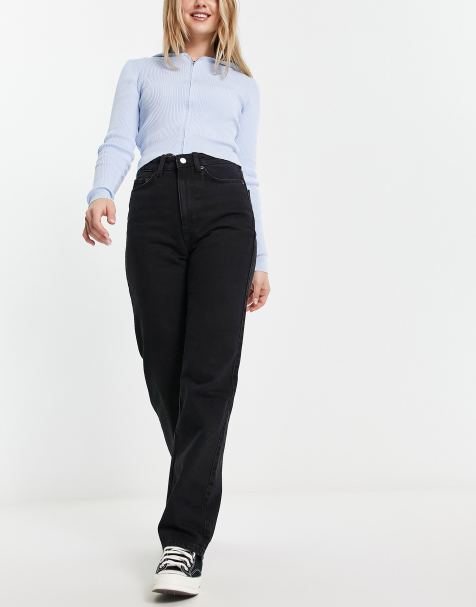 Weekday Rowe Extra high waist straight fit jeans in echo black - view 1