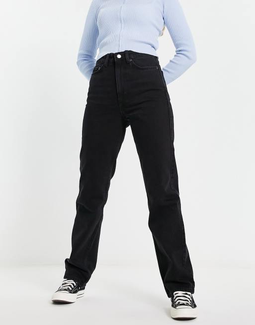 Weekday Rowe Extra high waist straight fit jeans in echo black, 3 of 4