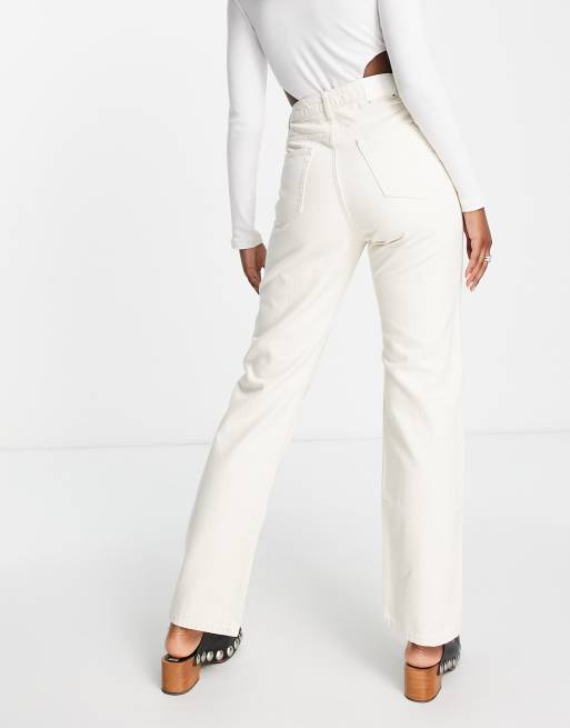 Weekday Rowe extra high waist straight fit jeans in ecru, 2 of 4