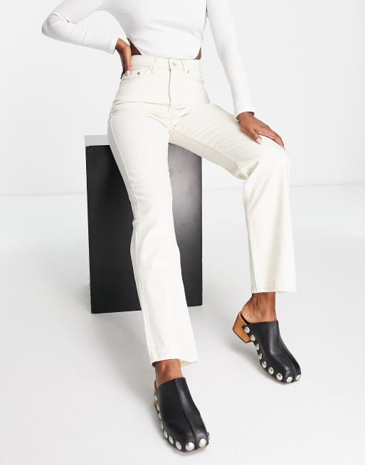 Weekday Rowe extra high waist straight fit jeans in ecru, 4 of 4