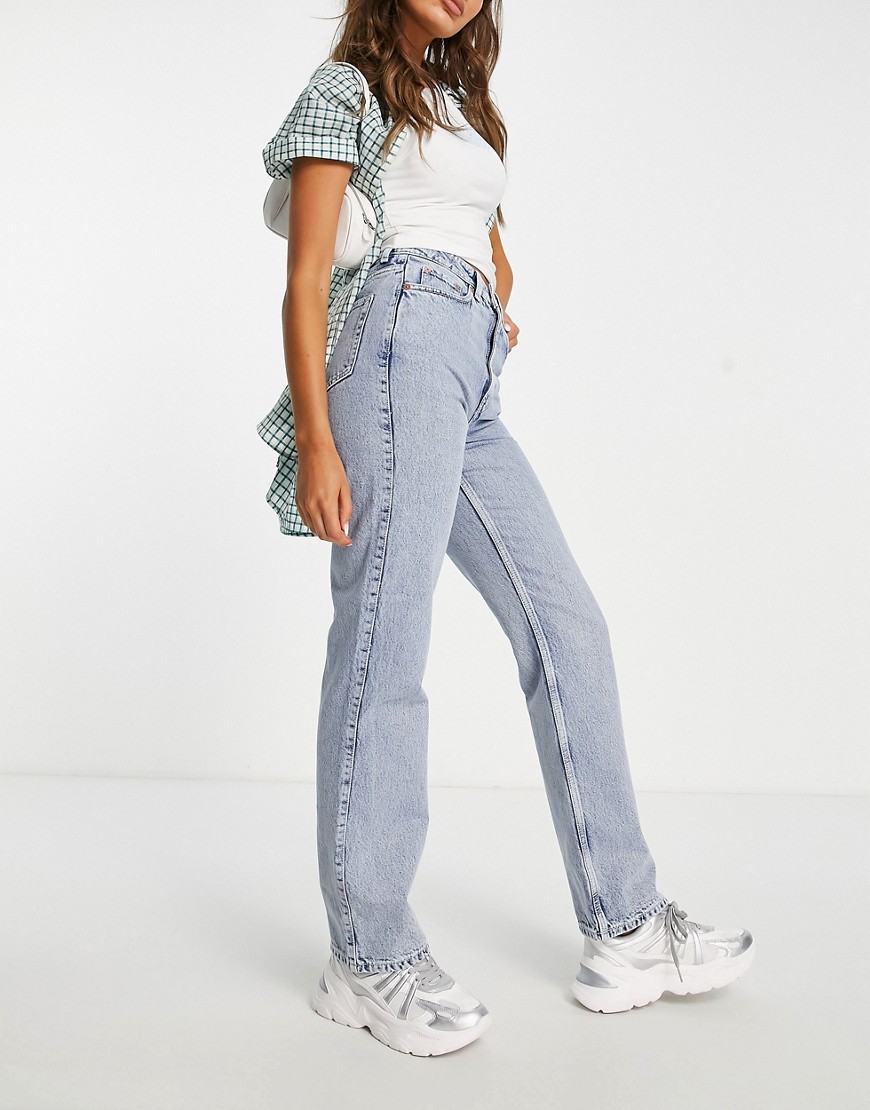Weekday Rowe Extra high waist straight fit jeans in summer blue