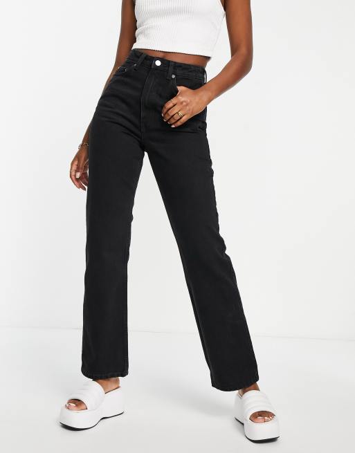 Black straight leg high waisted clearance jeans