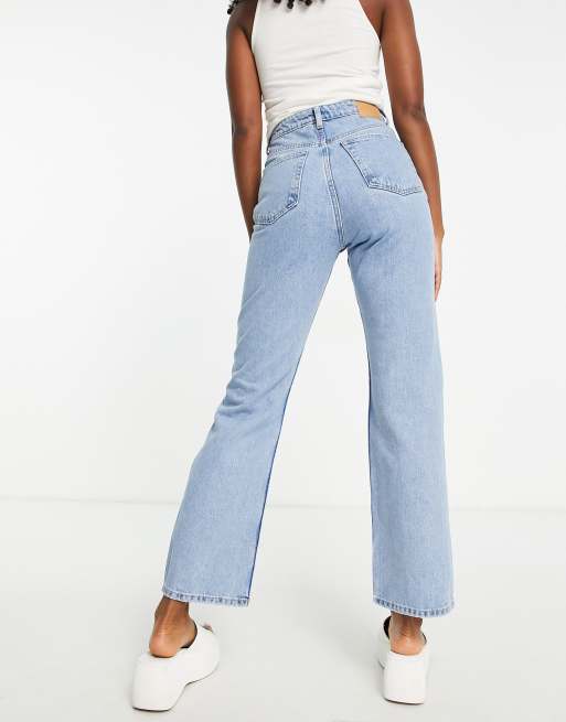 Weekday Rowe extra high waist straight leg jeans in trash blue