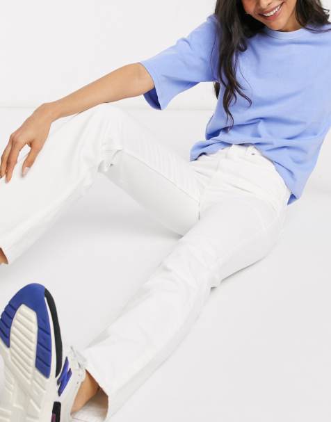 Weekday Rowe extra high waist straight leg jeans in white