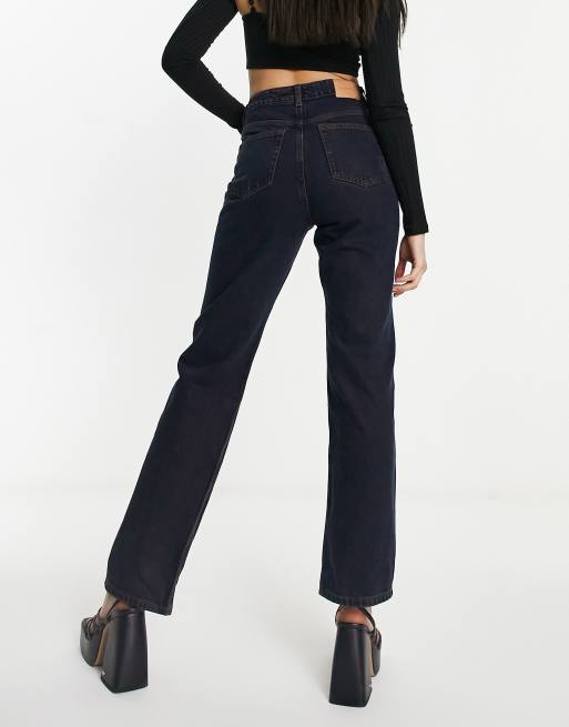 Weekday Rowe extra high waisted straight leg jeans in teal blue wash