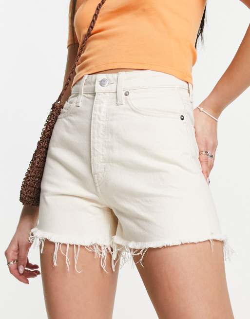 Weekday Rowe Cotton Blend Denim Shorts in Pen Blue