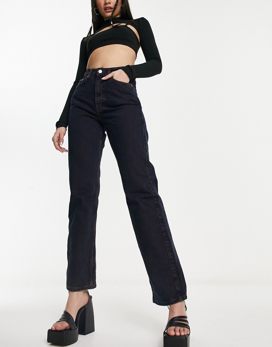 Weekday Rowe High Waisted Straight Leg Jeans In Teal Blue