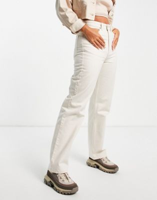 Weekday Rowe cotton high waist straight leg jeans in tinted ecru - BEIGE - ASOS Price Checker
