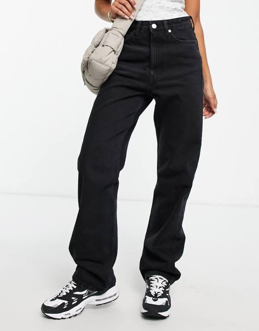 Weekday - Rowe - Jean droit à taille ultra haute - Noir écho 