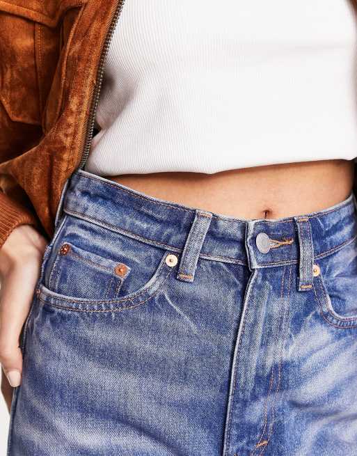 Weekday - Rowe - Jeans dritti a vita super alta blu wave, 5 di 5