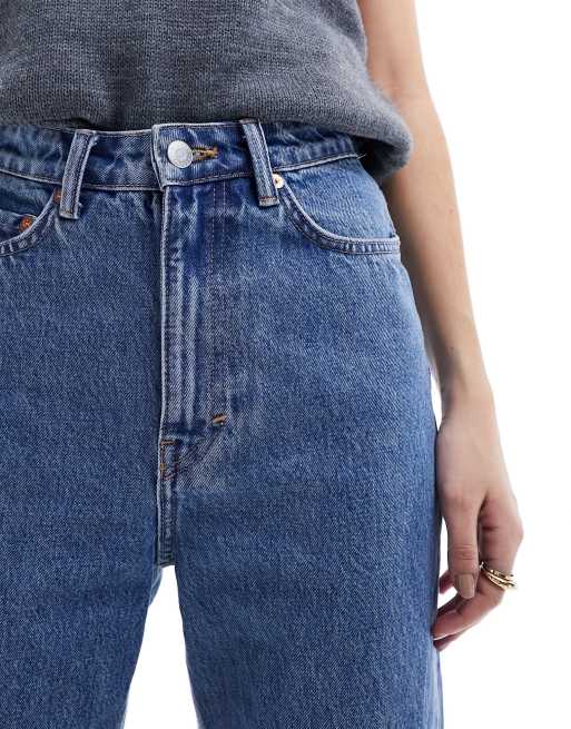 Weekday - Rowe - Jeans dritti regular fit blu anni '90 a vita super alta, 2 di 5