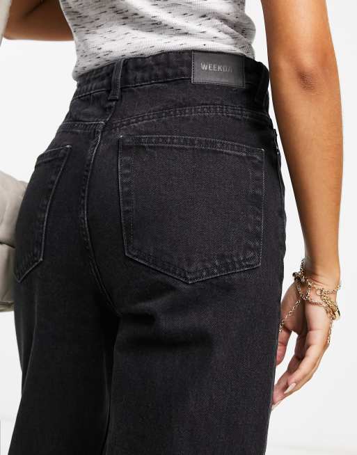 Weekday - Rowe - Jeans met rechte pijpen en extra hoge taille in echo zwart , 4 van 4