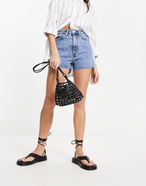 Weekday - Rowe - Mom shorts di jeans a vita alta lavaggio blu penna, 2 di 4