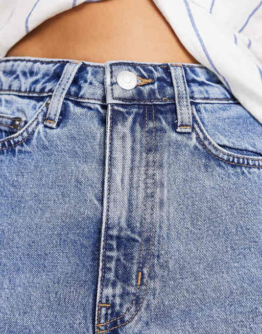 Weekday - Rowe - Mom shorts di jeans a vita alta lavaggio blu penna, 3 di 4