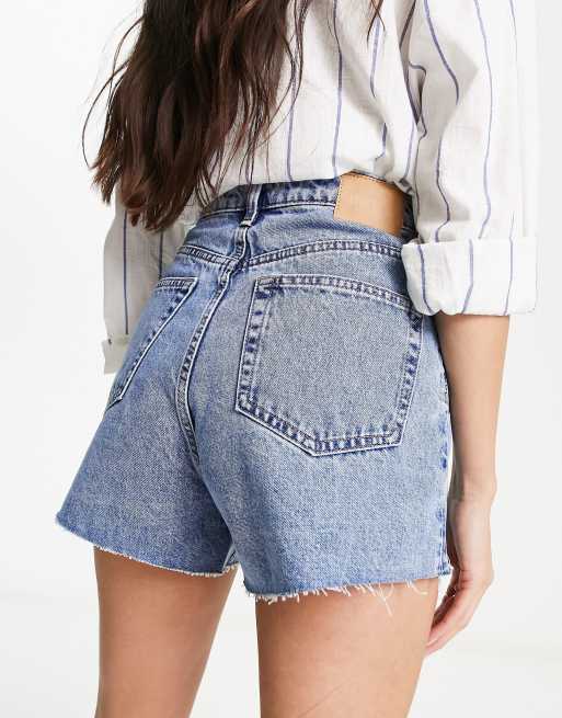 Weekday - Rowe - Mom shorts di jeans a vita alta lavaggio blu penna, 4 di 4