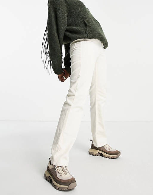 Trousers & Leggings Weekday Rowe organic cotton cord trousers in ecru 