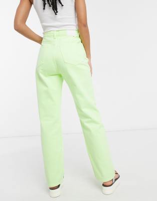 green straight leg jeans