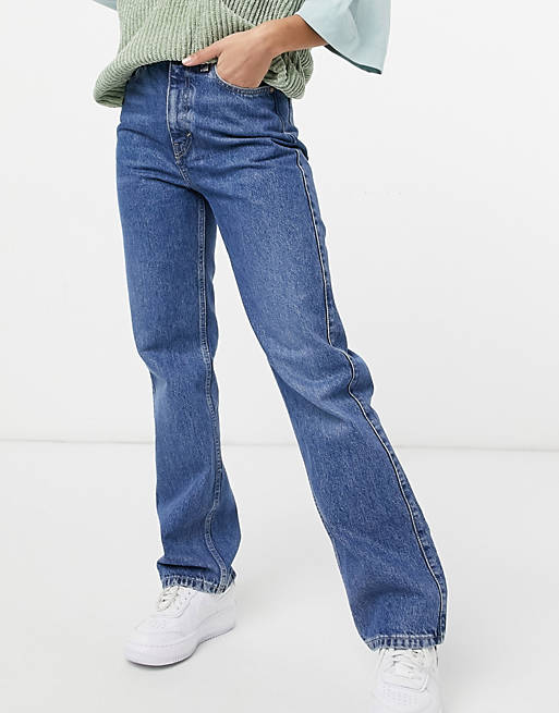 Weekday Rowe organic cotton straight leg jeans in sea blue | ASOS