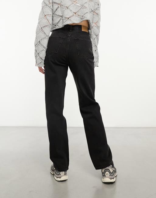 Weekday - Rowe - Regular-fit jeans met extra hoge taille en rechte pijpen in echo zwart, 2 van 5