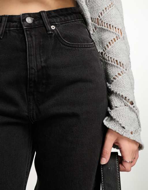 Weekday - Rowe - Regular-fit jeans met extra hoge taille en rechte pijpen in echo zwart, 5 van 5