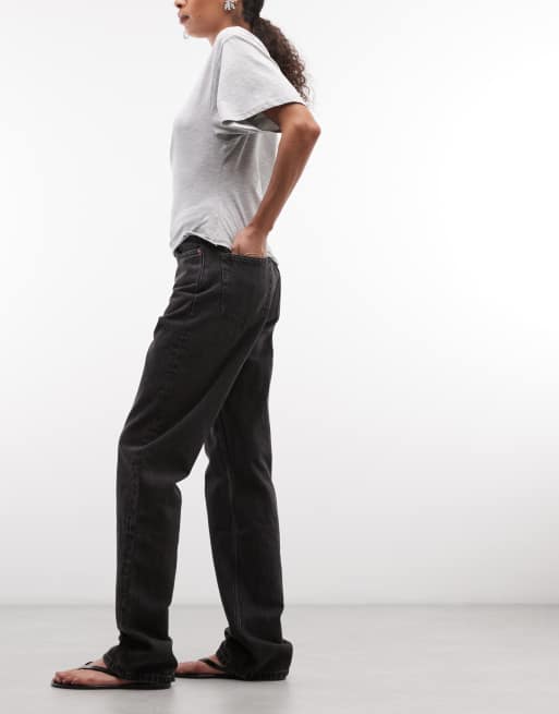 Weekday - Rowe - Regular-fit jeans met extra hoge taille en rechte pijpen in echo zwart, 2 van 5