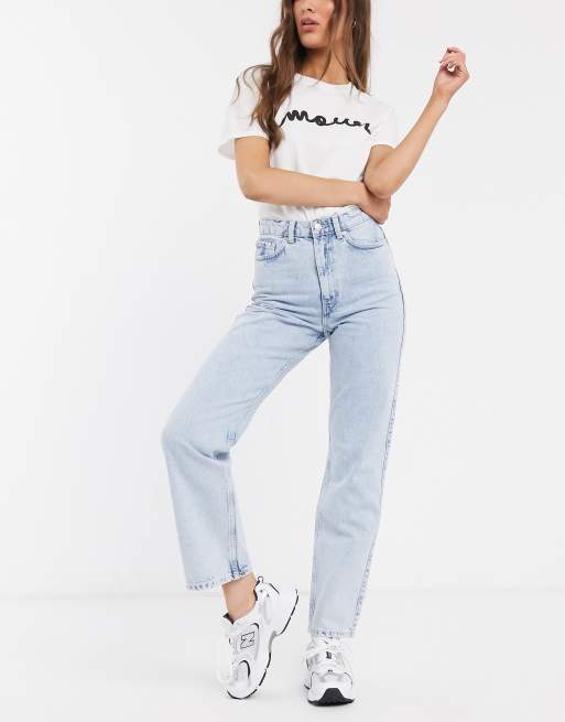Weekday - Rowe - Ruimvallende jeans met rechte pijpen in blauwe wassing