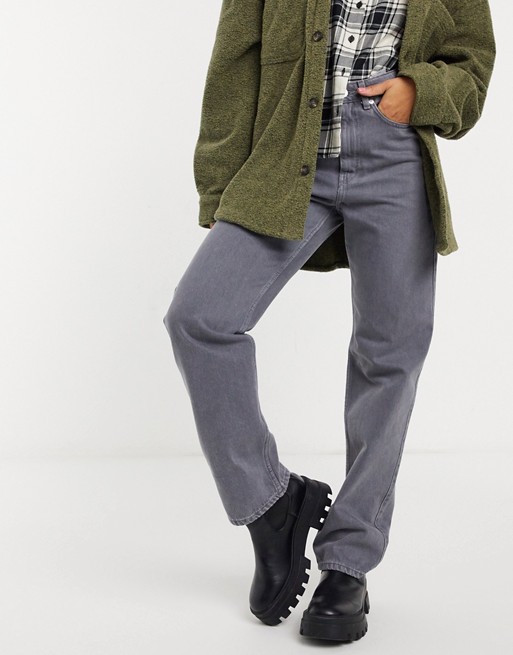 Weekday Rowe straight leg jeans in standard gray | ASOS