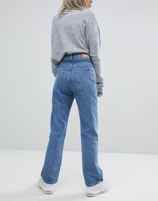 Precipice Udvej trimme Weekday Rowe super high waist straight leg jeans in mid sky blue | ASOS