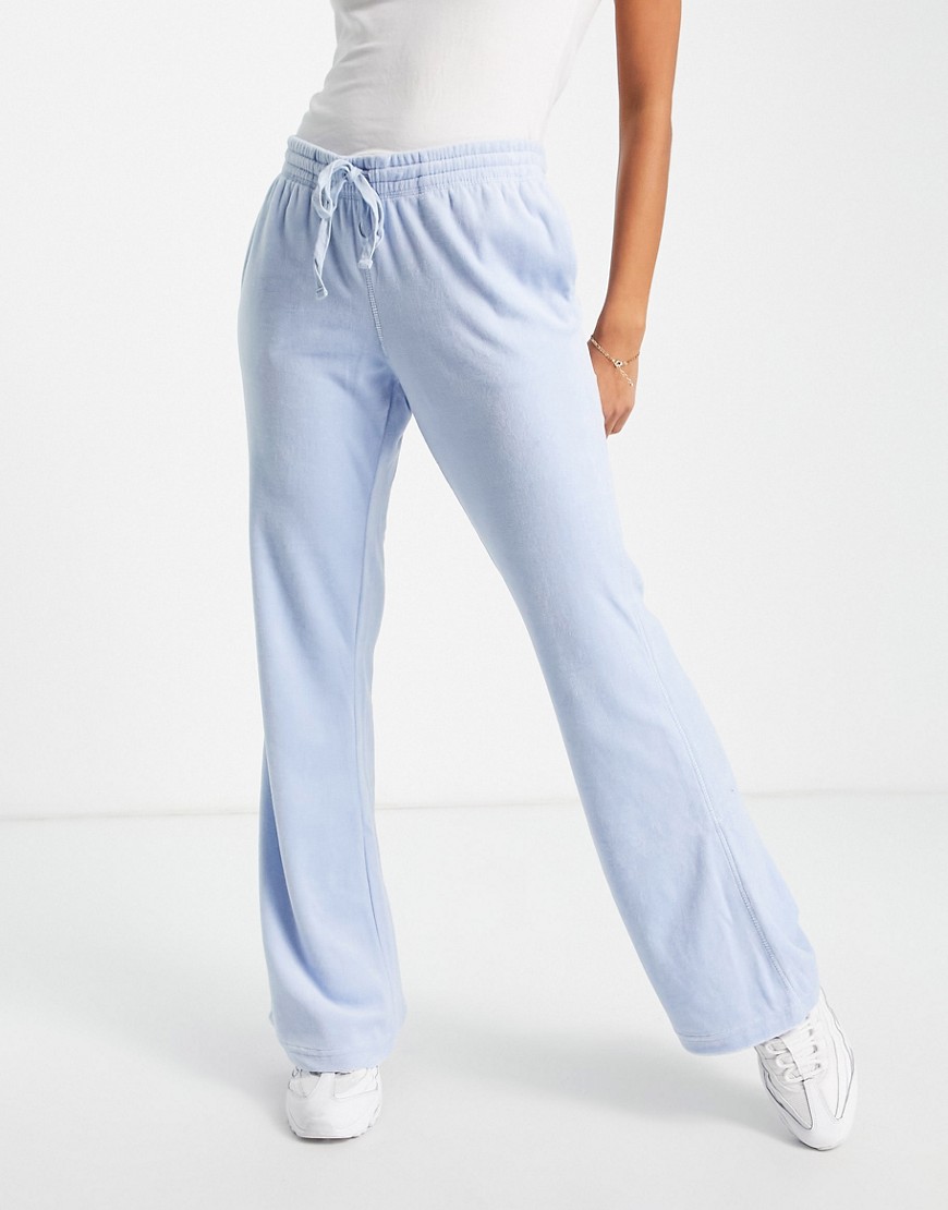 Weekday Roxa organic cotton co-ord velour trousers in blue