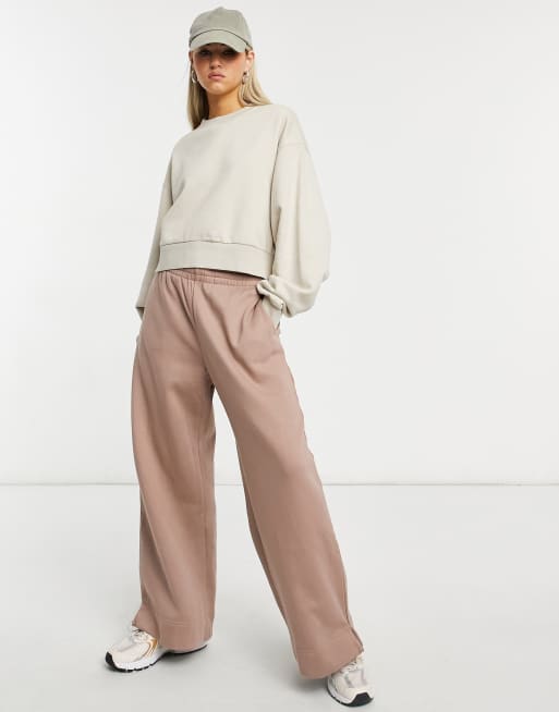 Beige wide leg joggers