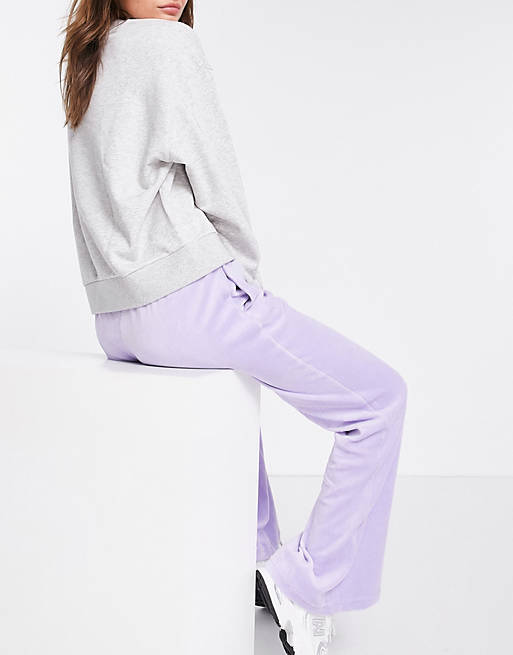 Tracksuits Weekday Roxanna organic cotton velour wide leg joggers in purple 