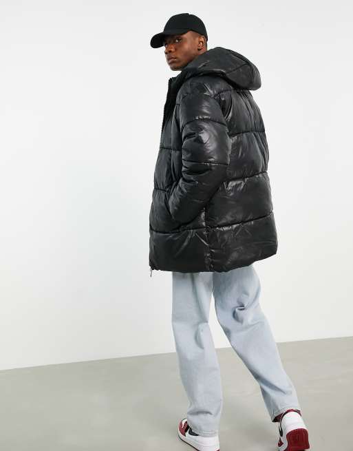 Weekday - Ruben - Oversized gewatteerd jack in zwart, 3 van 4