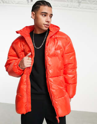 Weekday ruben oversized puffer jacket in red - ASOS Price Checker