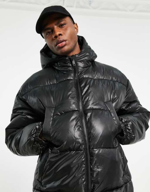Weekday - Ruben - Sort oversized dynejakke, 4 af 4