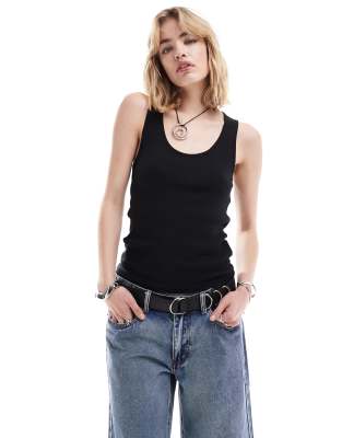 Weekday Weekday Ruby semi-sheer tank top in black