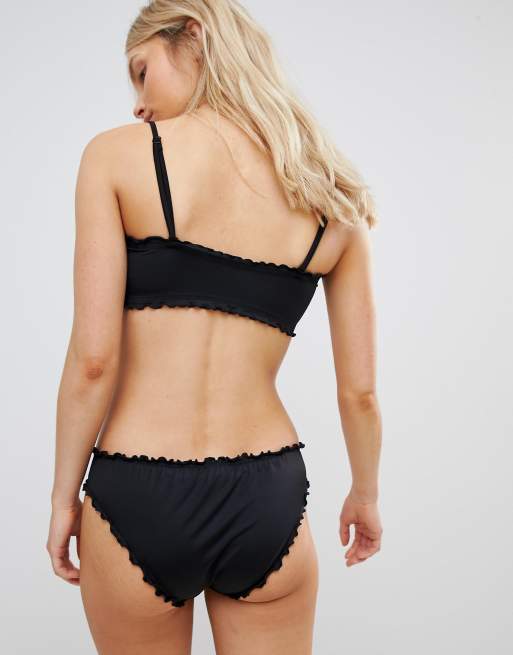 Ruffle black cheap bikini bottom