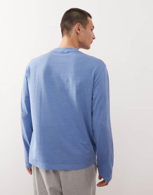 Weekday - Ruimvallend lounge-T-shirt met lange mouwen in blauw, 3 van 4