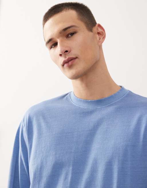 Weekday - Ruimvallend lounge-T-shirt met lange mouwen in blauw, 4 van 4