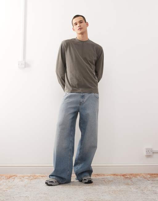 Weekday - Ruimvallend lounge T-shirt met lange mouwen in grijs-bruin, 2 van 4
